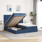 VidaXL Cadre de lit ottoman avec matelas bleu 160x200 cm tissu