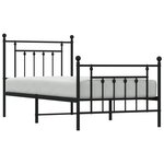 vidaXL Cadre de lit métal avec tête de lit/pied de lit noir 90x190 cm