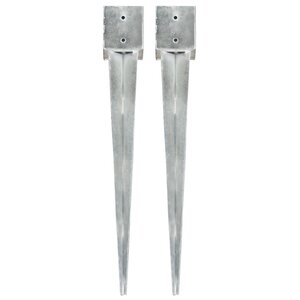vidaXL Piquets au sol 2 Pièces Argenté 12x12x89 cm Acier galvanisé