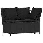 vidaXL Salon de jardin 4 Pièces avec coussins forme L noir résine tressée