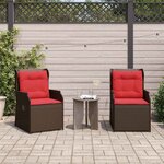 vidaXL Banc de jardin avec coussin 2 Pièces Marron Poly rotin