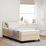 vidaXL Lit à ressorts avec matelas avec LED Crème 90 x 200 cm tissu