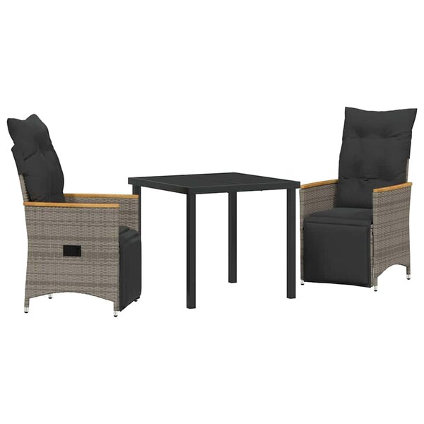 vidaXL Ensemble de salle à manger pour jardin 3 Pièces Gris Poly rotin