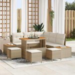 vidaXL Ensemble de canapé de jardin 9 Pièces Beige Poly rotin