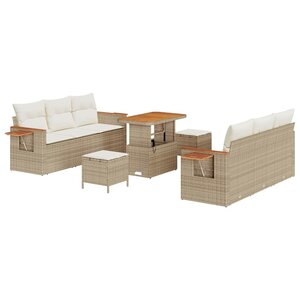 vidaXL Ensemble de canapé de jardin avec coussin 9 Pièces beige et crème