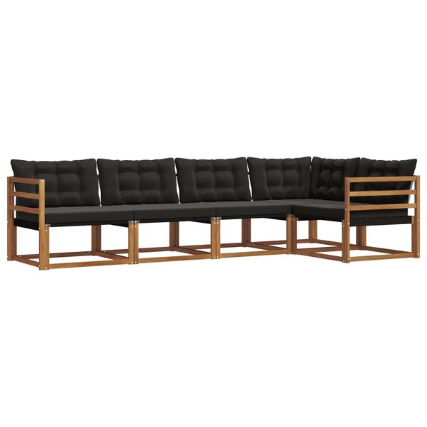 vidaXL Ensemble de canapés d'extérieur 5 pc Naturel et Noir