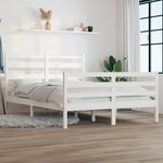 vidaXL Cadre de lit Bois de pin massif 160x200 cm Blanc