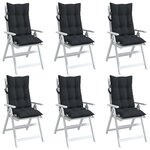 vidaXL Coussins de chaise à dossier haut lot de 6 noir tissu oxford