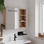 vidaXL Armoire de salle de bain à miroir avec LED chêne 60x13x52 cm