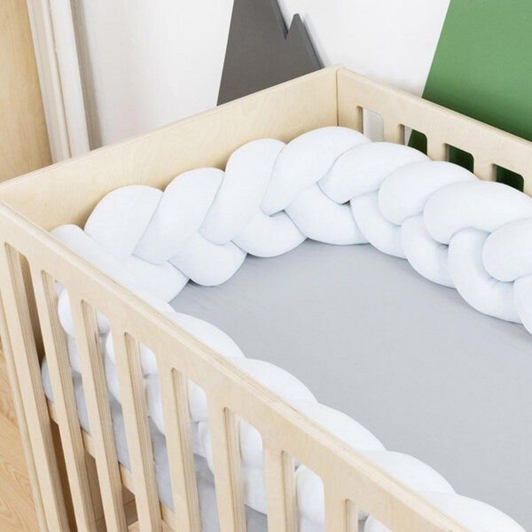 Tour de lit tressé coton blanc OEKO TEX anti-allergique - 300 cm