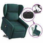 vidaXL Fauteuil inclinable de massage Vert foncé Tissu