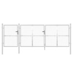vidaXL Portal de jardin maille argenté 400x175 cm acier galvanisé