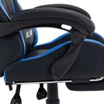 vidaXL Fauteuil de jeux vidéo avec repose-pied Bleu et noir Similicuir
