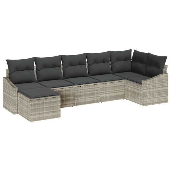 vidaXL Ensemble de salle à manger de jardin 7 pièces avec coussins en résine gris clair
