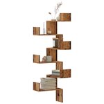 vidaXL Étagère d'angle murale vieux bois 45x45x147cm bois d'ingénierie