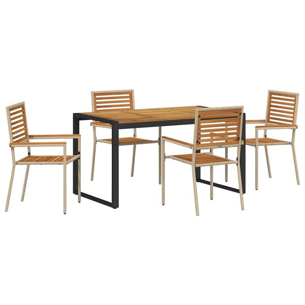 vidaXL Ensemble de salle à manger pour jardin 5 Pièces Beige