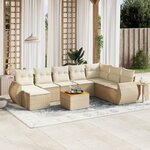 vidaXL Salon de jardin avec coussins 9 Pièces beige résine tressée