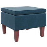 vidaXL Tabouret avec pieds en bois Bleu Velours