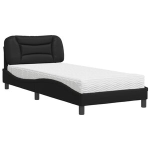 vidaXL Lit avec matelas Hvar noir 90x200 cm similicuir