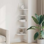 vidaXL Étagère d'angle murale blanc 32x32x127 5 cm bois d'ingénierie