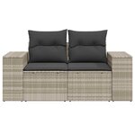 vidaXL Canapé de jardin 2 places et coussins gris clair résine tressée