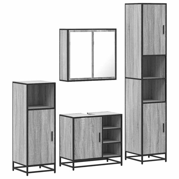 vidaXL Ensemble de meubles de salle de bain 4 Pièces sonoma gris