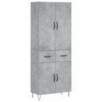 vidaXL Buffet haut Gris béton 69 5x34x180 cm Bois d'ingénierie