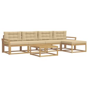 vidaXL Ensemble de canapés d'extérieur 6 pc Blanc et Beige Polyester