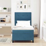 vidaXL Lit à ressorts avec matelas Bleu foncé 90 x 190 cm Velours