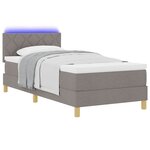 vidaXL Lit à ressort LED avec bandes LED Taupe 90 x 190 cm tissu