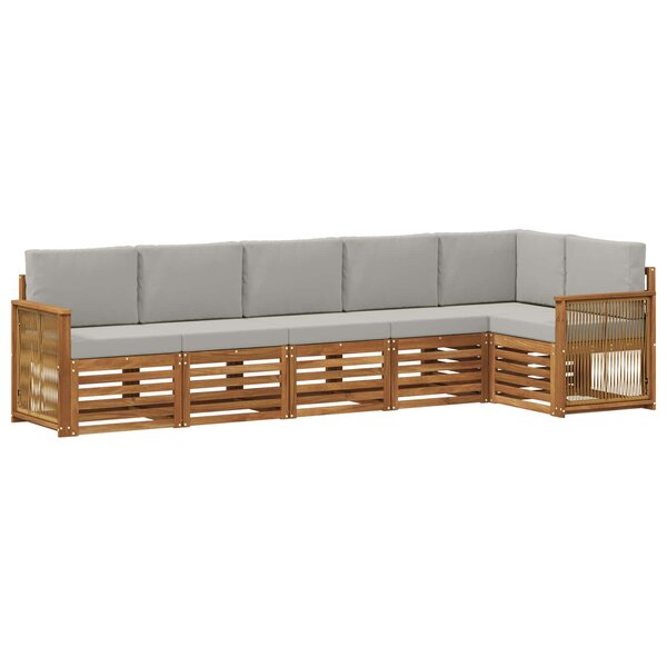 vidaXL Ensemble de canapés d'extérieur 5 pc Naturel et gris clair