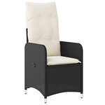 vidaXL Set de Salle à Manger de Jardin 3 Pièces avec Coussins Noirs en Poly Rattan