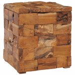 vidaXL Tabouret de rangement Bois de teck massif