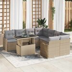 vidaXL Ensemble de canapé de jardin 9 Pièces Beige 100 x 55 x 73 cm