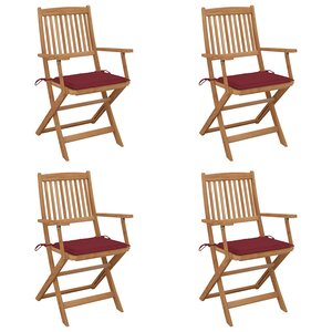 vidaXL Chaises pliables de jardin lot de 4 avec coussins Bois d'acacia
