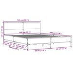 vidaXL Cadre de lit sonoma gris 140x190 cm bois d'ingénierie et métal