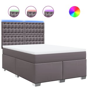vidaXL Sommier à lattes de lit avec matelas Gris 140x190 cm Similicuir