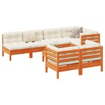 vidaXL Salon de jardin 8 Pièces avec coussins marron cire bois pin massif