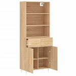 vidaXL Buffet haut Chêne sonoma 69 5x34x180 cm Bois d'ingénierie