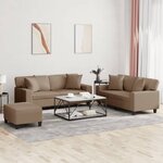 vidaXL Ensemble de canapés 3 Pièces avec coussins cappuccino similicuir
