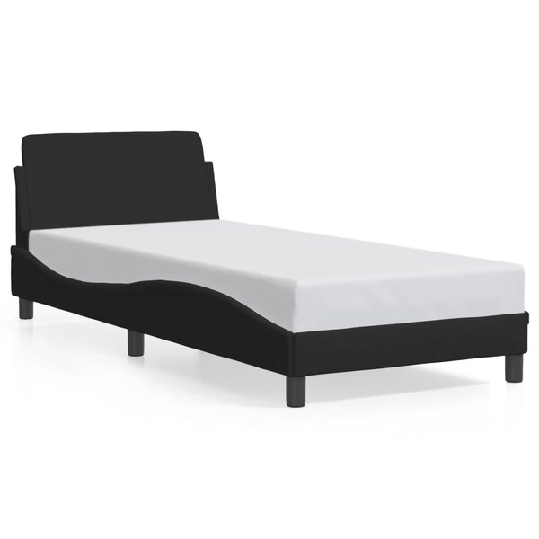 vidaXL Cadre de lit avec tête de lit sans matelas noir 90x190 cm tissu