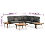 vidaXL Salon de jardin 4 Pièces avec coussins Bois d'acacia solide