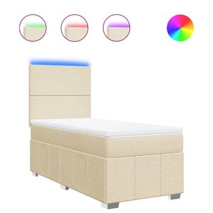 vidaXL Sommier à lattes de lit avec matelas Crème 100x200 cm Tissu