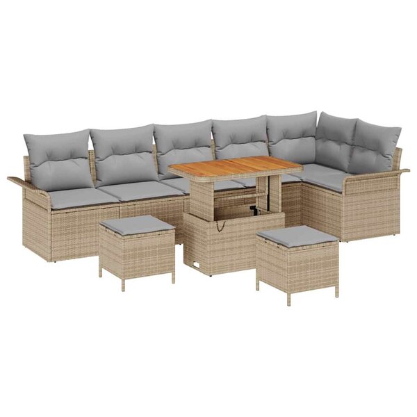 vidaXL Ensemble de canapé de jardin 9 Pièces Beige et Gris clair