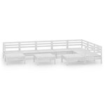 vidaXL Salon de jardin 10 Pièces Bois de pin massif Blanc