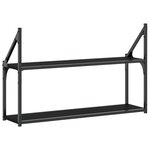 vidaXL Étagère murale 2 niveaux noir 80x21x51 cm bois d'ingénierie
