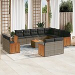 vidaXL Salon de jardin avec coussins 13 Pièces gris résine tressée