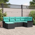 vidaXL Ensemble de canapé de jardin avec coussin 6 Pièces Noir polyrotin