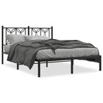 vidaXL Cadre de lit métal avec tête de lit noir 140x190 cm