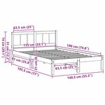 vidaXL Cadre de lit Marron 135 x 190 cm Bois de pin massif